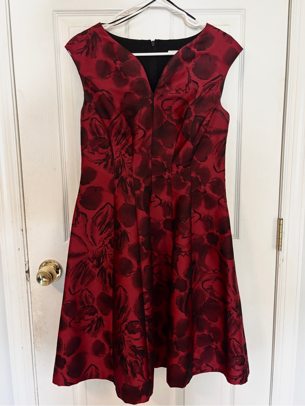 Studio One Red Floral Jacquard Dress